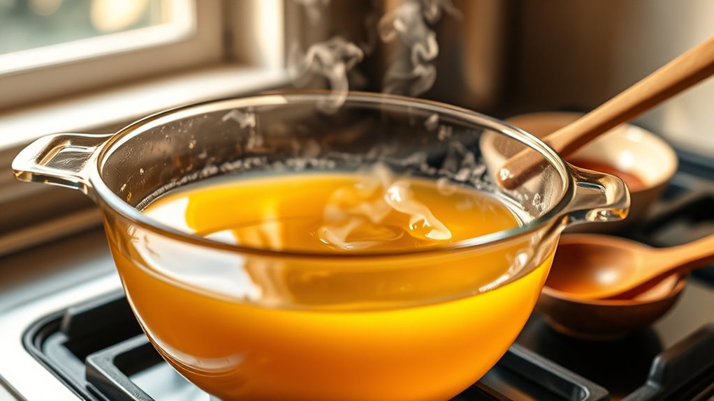 heat oils gently melting