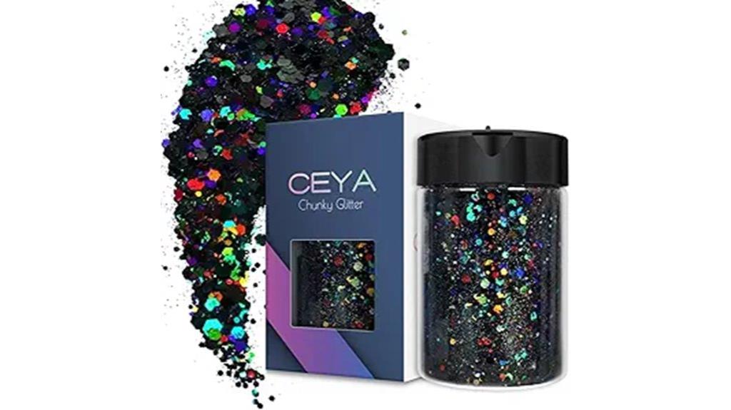 holographic chunky glitter nails