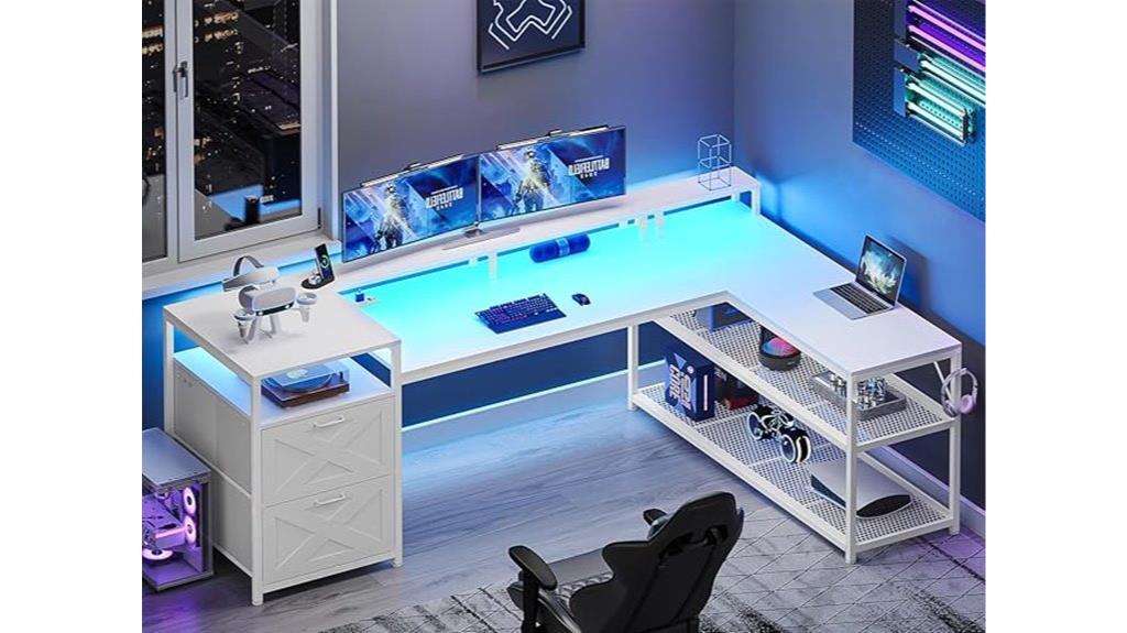 l shaped desk with led