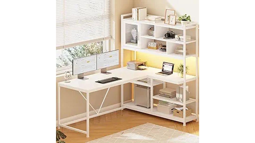 l shaped desk with lights