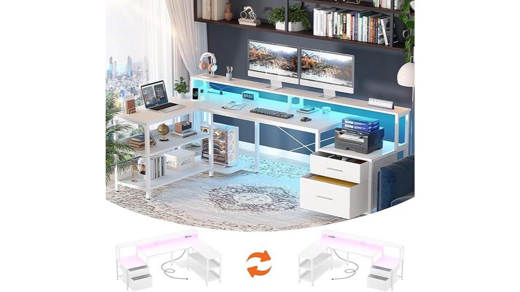 l shaped desk with power