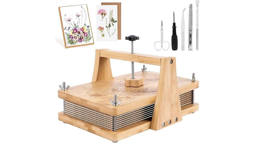 large wooden flower press