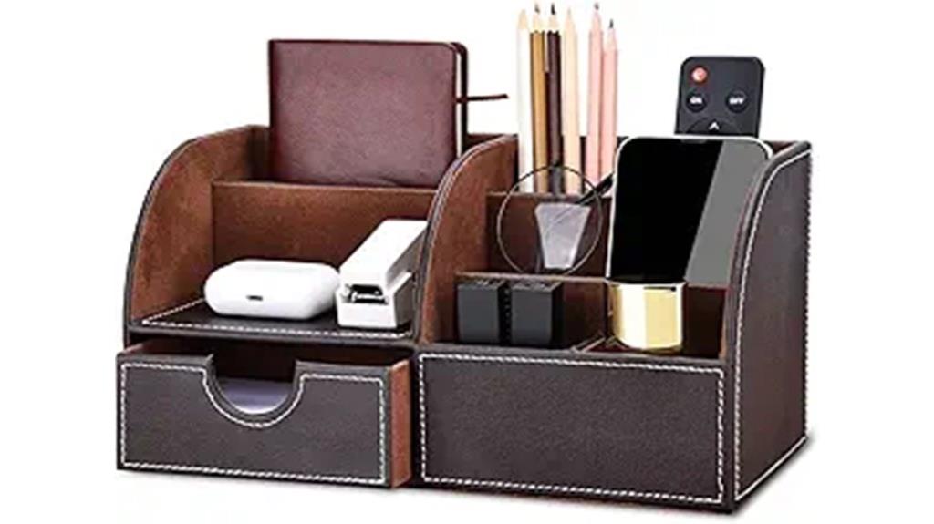 leather desk organizer with compartments