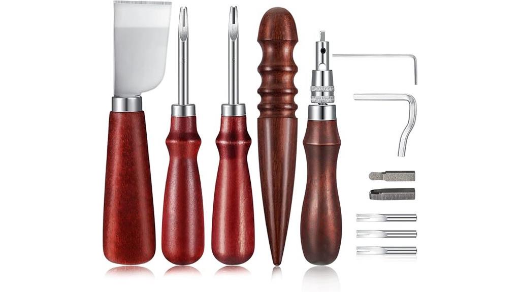 leather knife set with tools