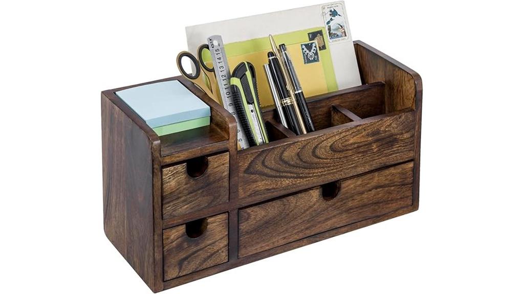 mango wood desk organizer
