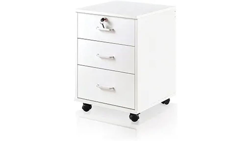 mobile three drawer file cabinet