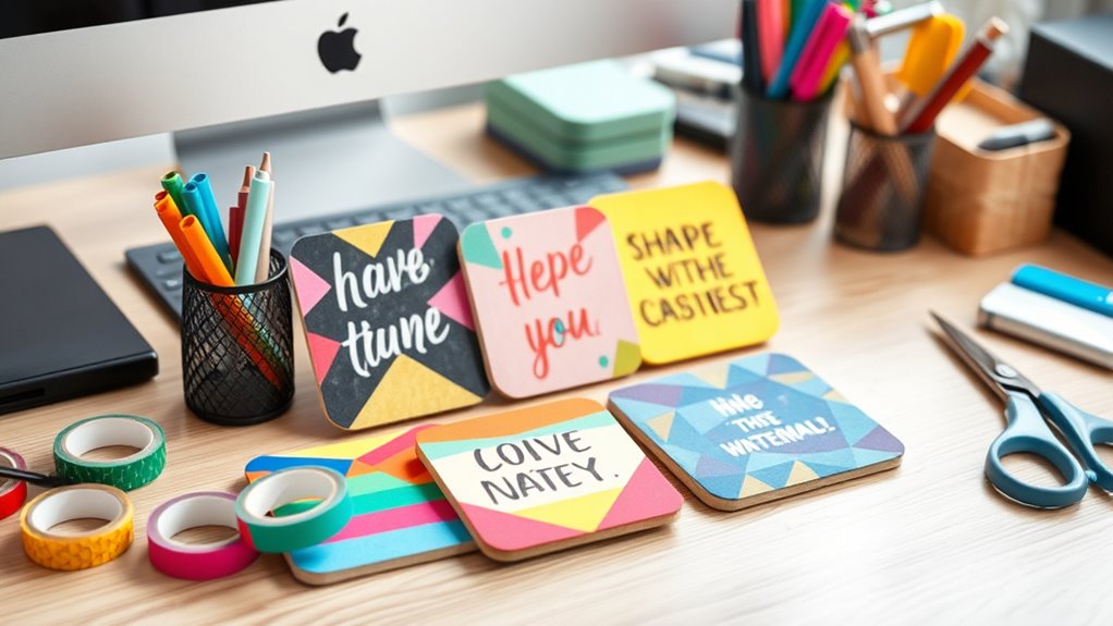 motivational coasters brighten workspace