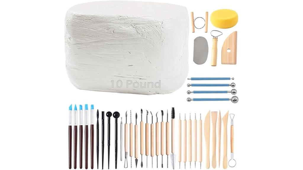 natural clay with tools