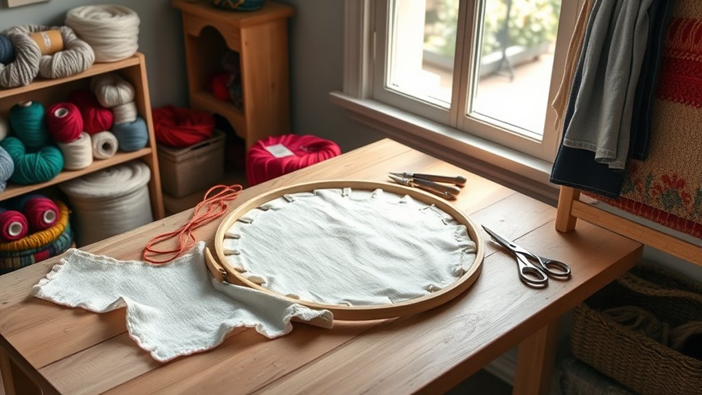 organized comfortable embroidery workspace