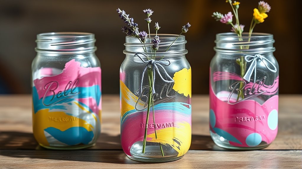 painted mason jar vases