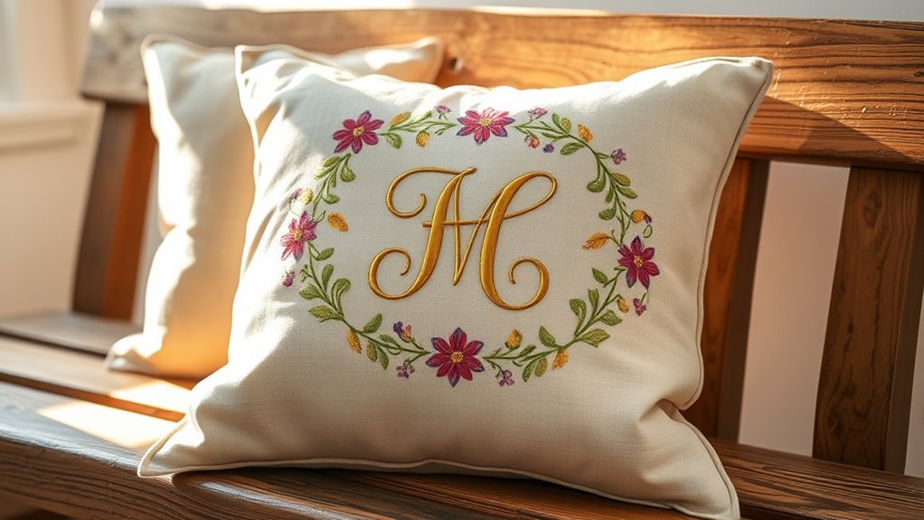personalized embroidered decor