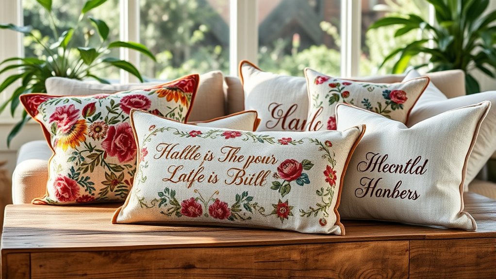 personalized embroidered decor accents
