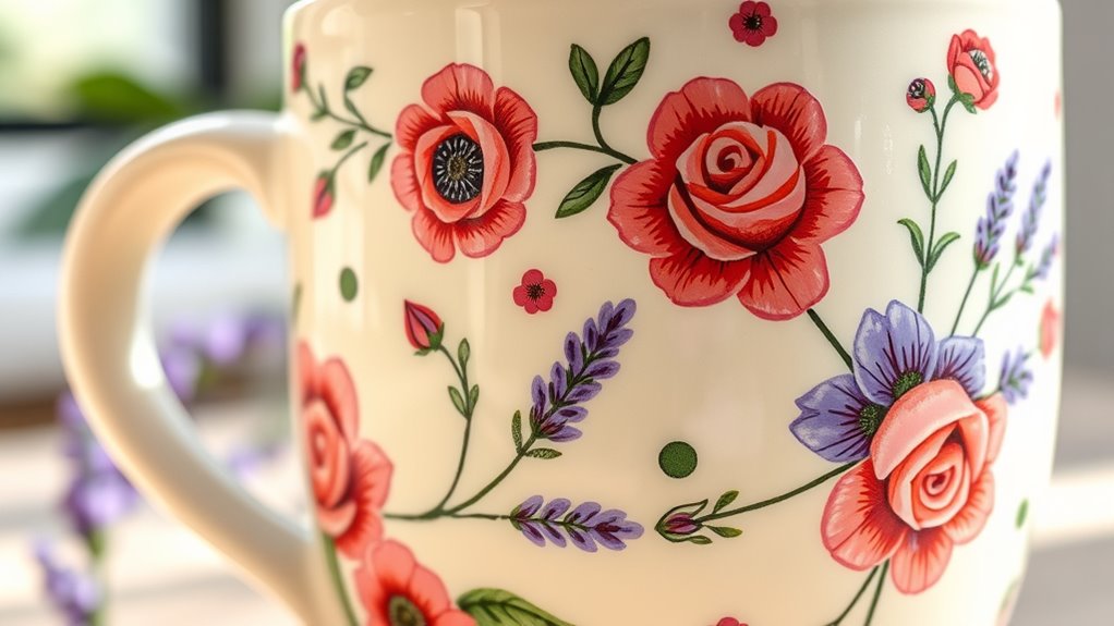 personalized hand painted floral mugs