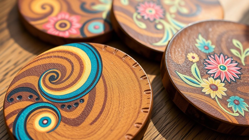 personalized painted wooden coasters