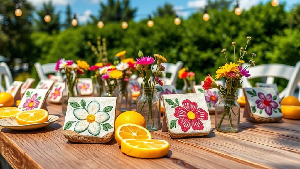personalized summer pebble place cards