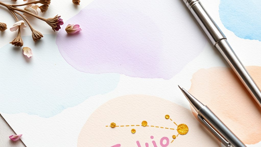 personalized watercolor stationery embellishments