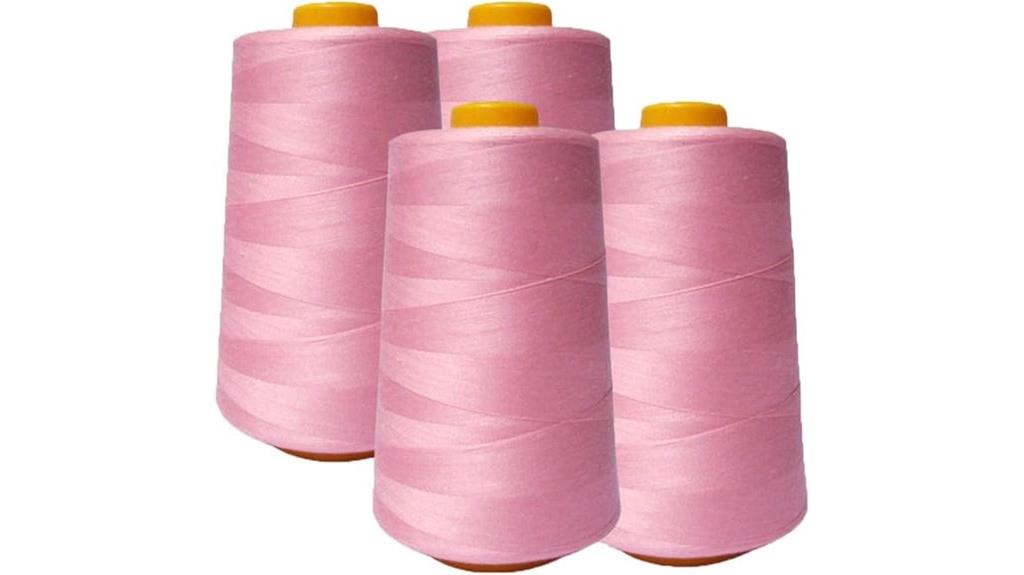 pink sewing thread cones