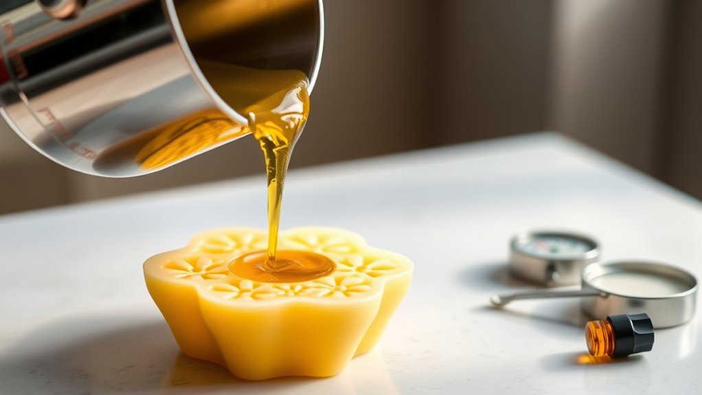 pour wax carefully into molds