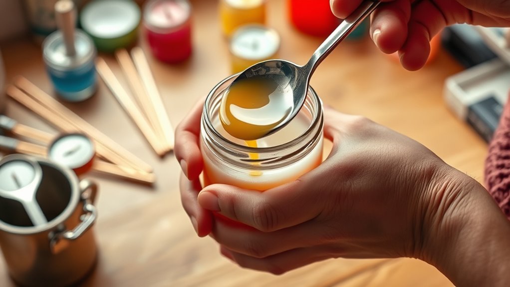 pour wax steadily keep centered