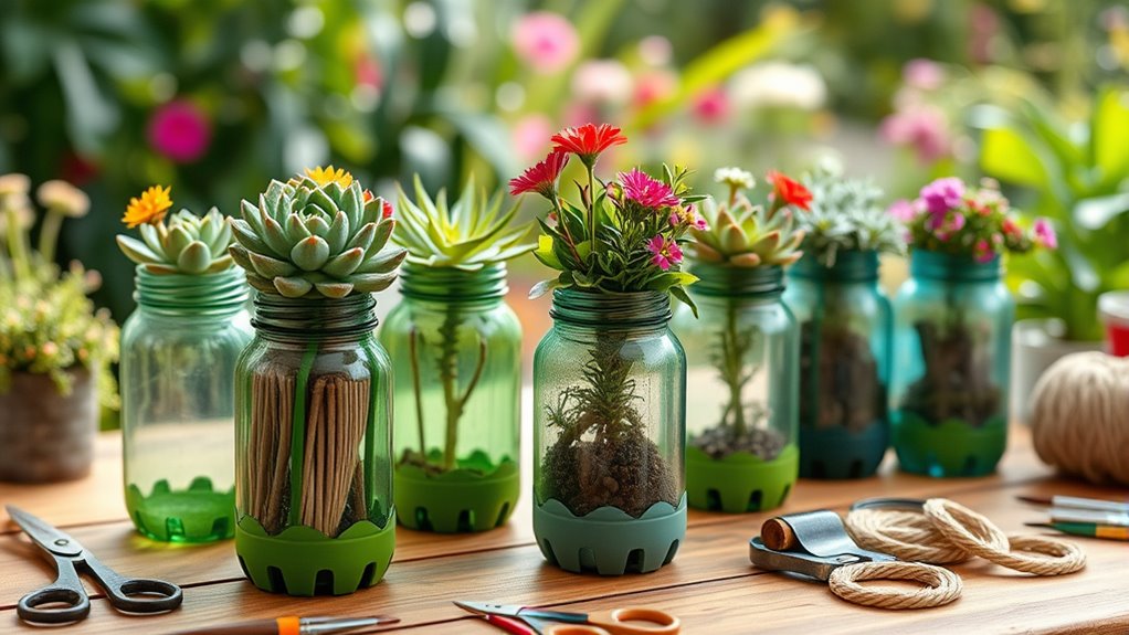 recycle bottles into planters