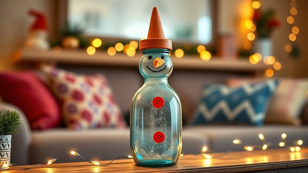 recycled bottle snowmen