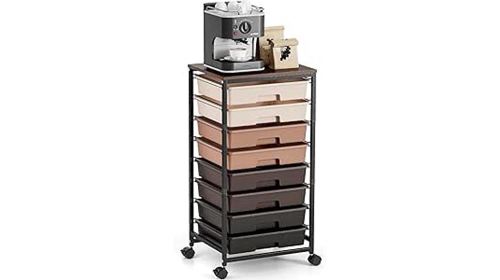 rolling 8 drawer utility cart