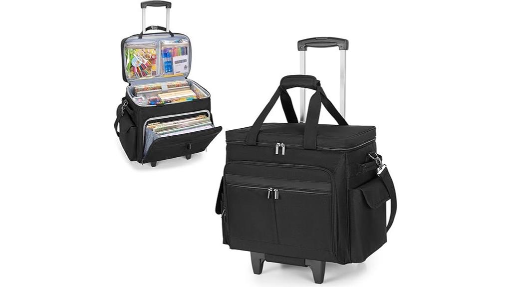 rolling scrapbook tote with pocket