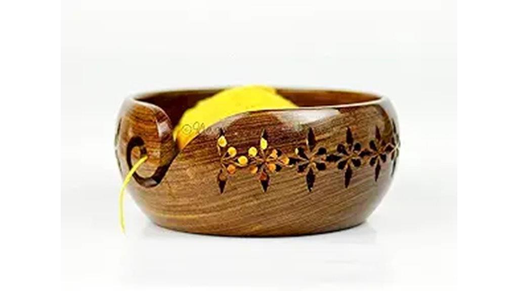 rosewood yarn storage bowl