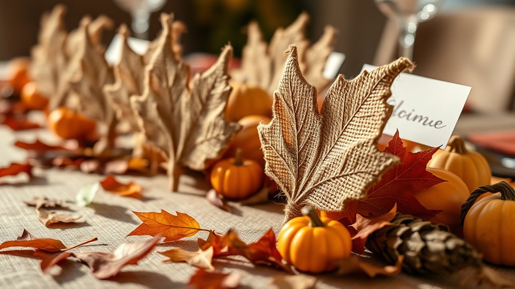 rustic autumn leaf place cards