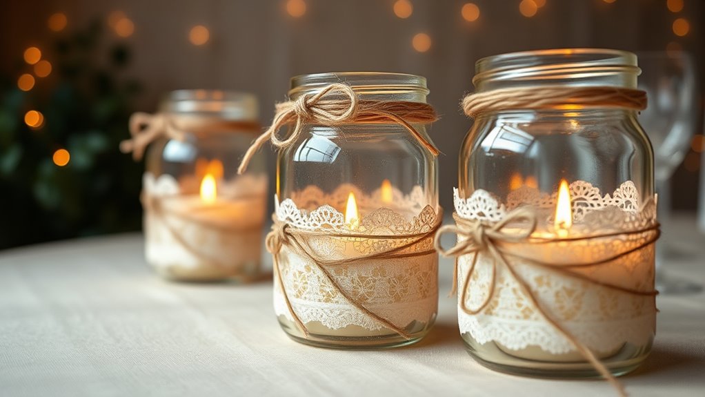 rustic lace candle decor