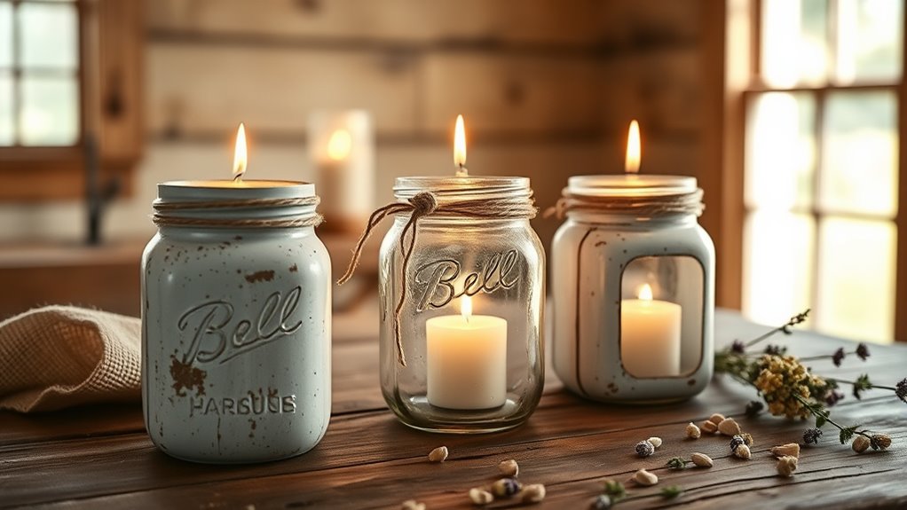 rustic mason jar candle decor