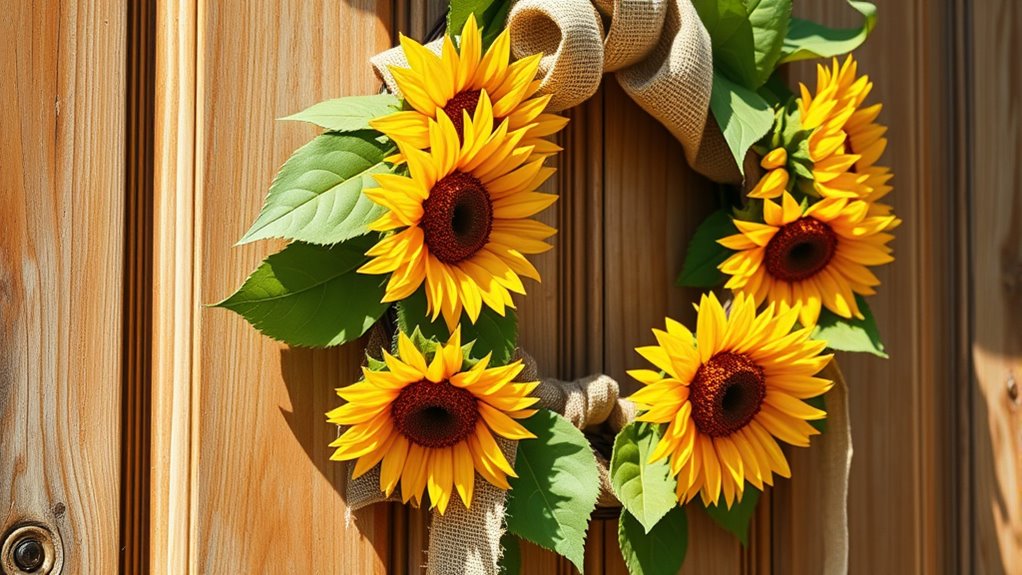 rustic sunflower burlap decor