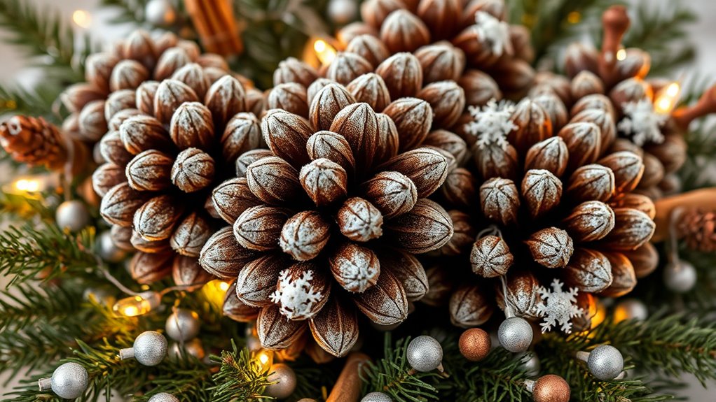 rustic winter pinecone centerpiece