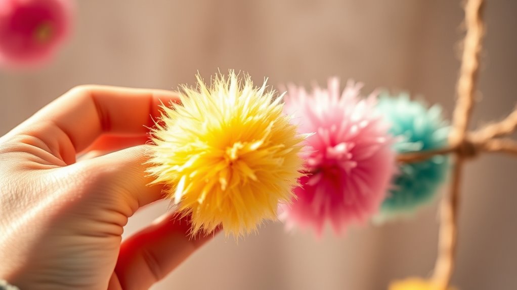 secure pom poms with glue