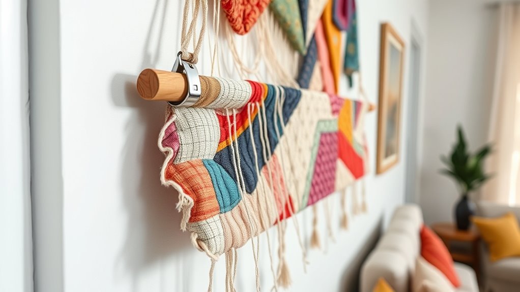 securely hang fabric art