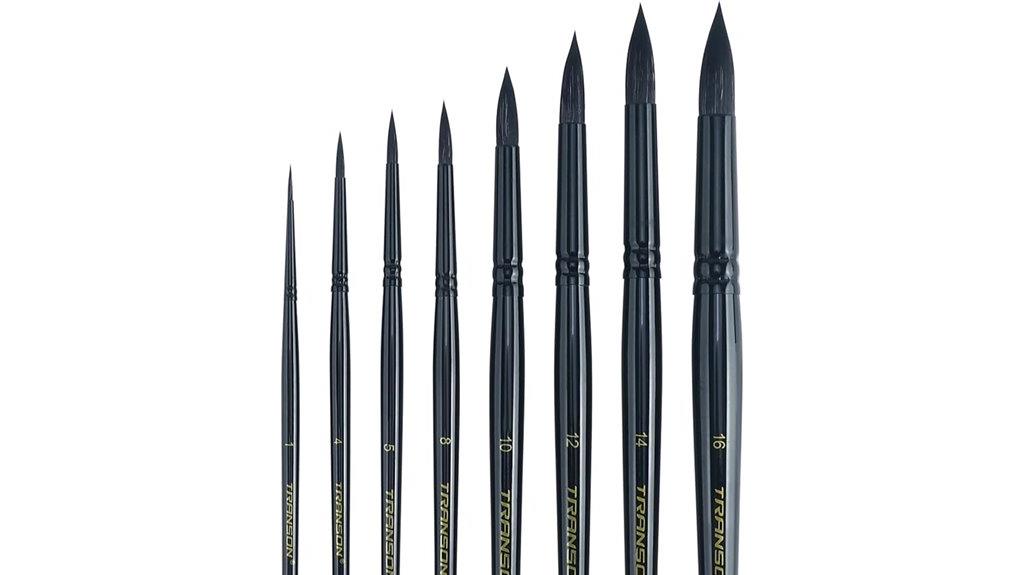 set of eight round brushes