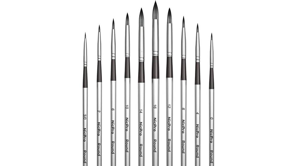 set of ten watercolor brushes