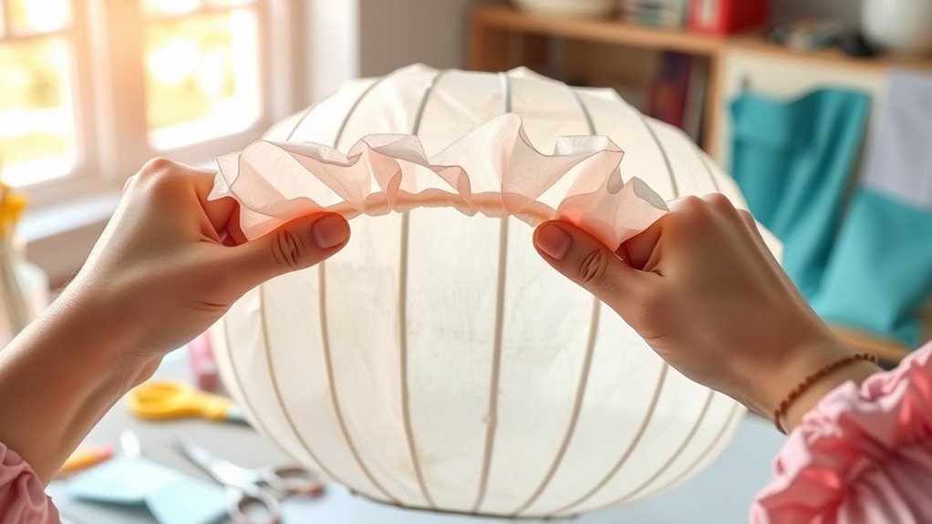 shape paper into lantern