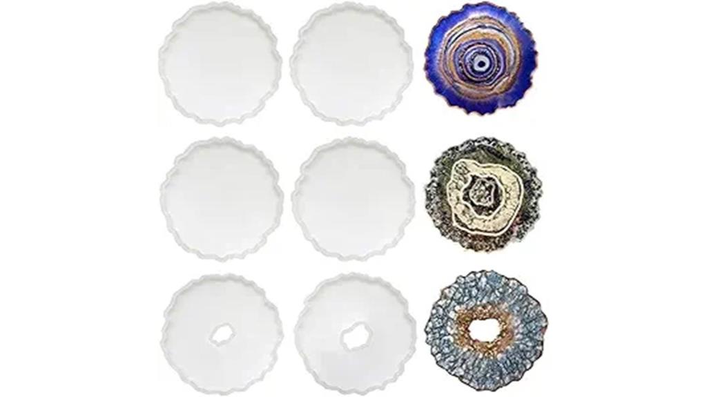 six geode coaster molds