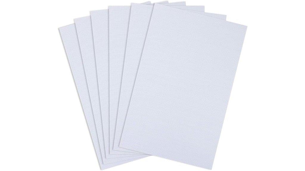 six piece white cross stitch fabric