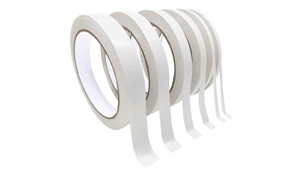 six rolls double sided tape