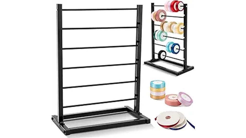 six tier metal ribbon storage