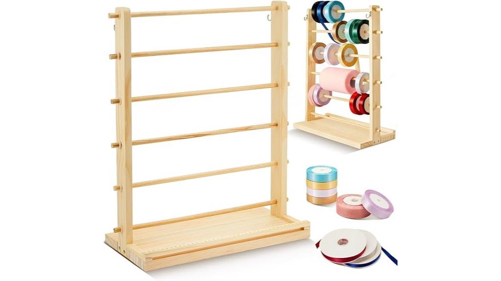 six tier wooden ribbon organizer