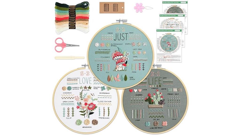 three set beginner embroidery kit