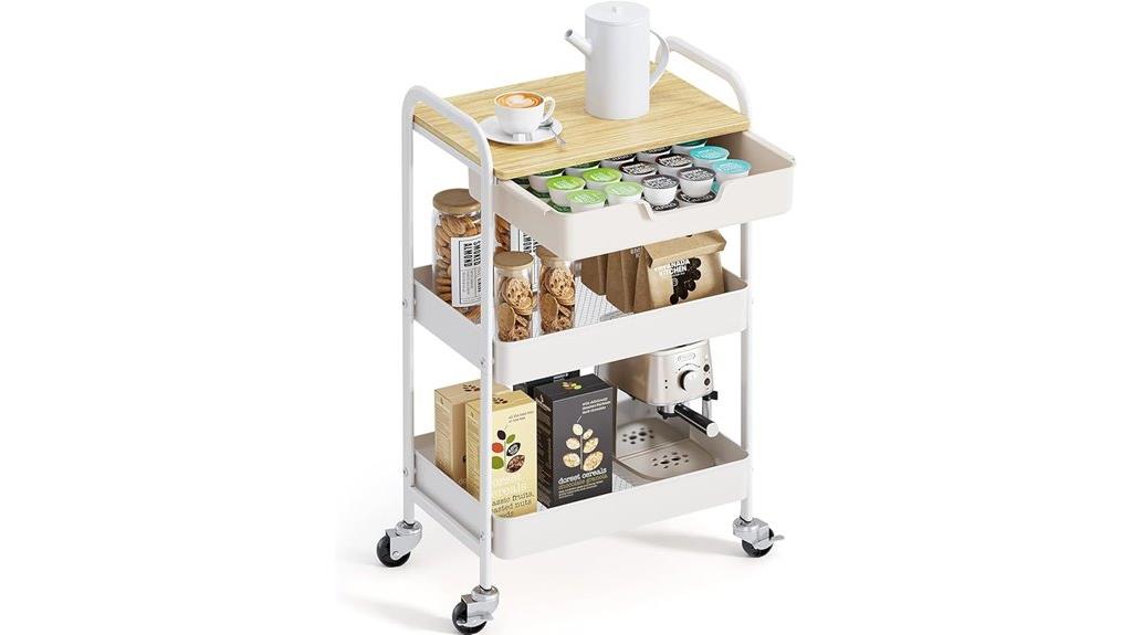 three tier metal storage cart