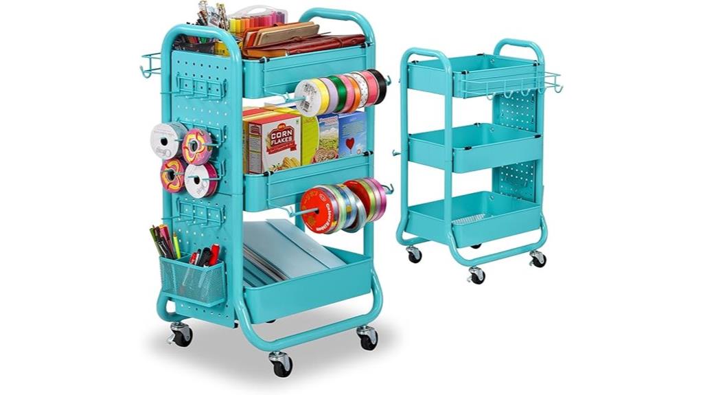 three tier rolling storage cart