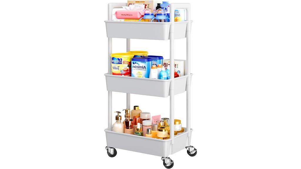 three tier rolling storage cart