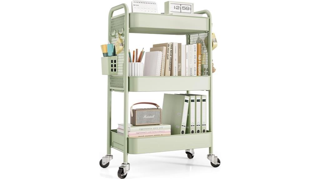 three tier rolling storage cart
