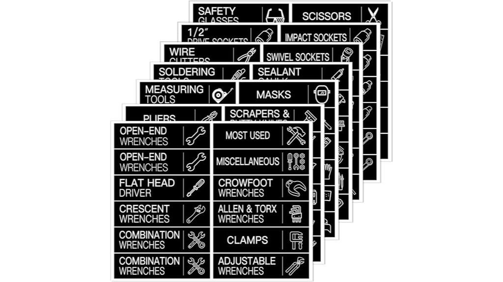 toolbox organization sticker set