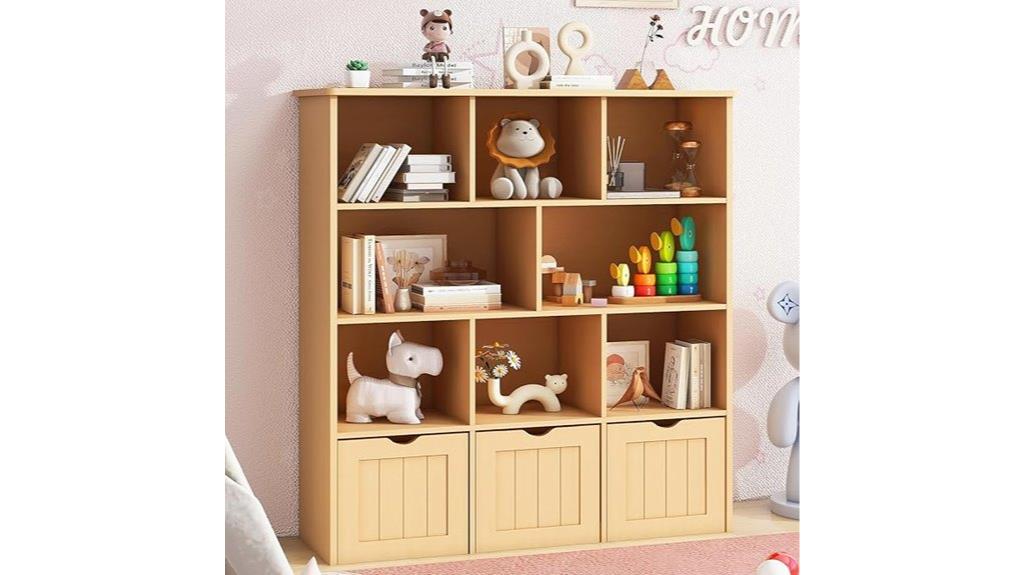toy storage with bookshelf